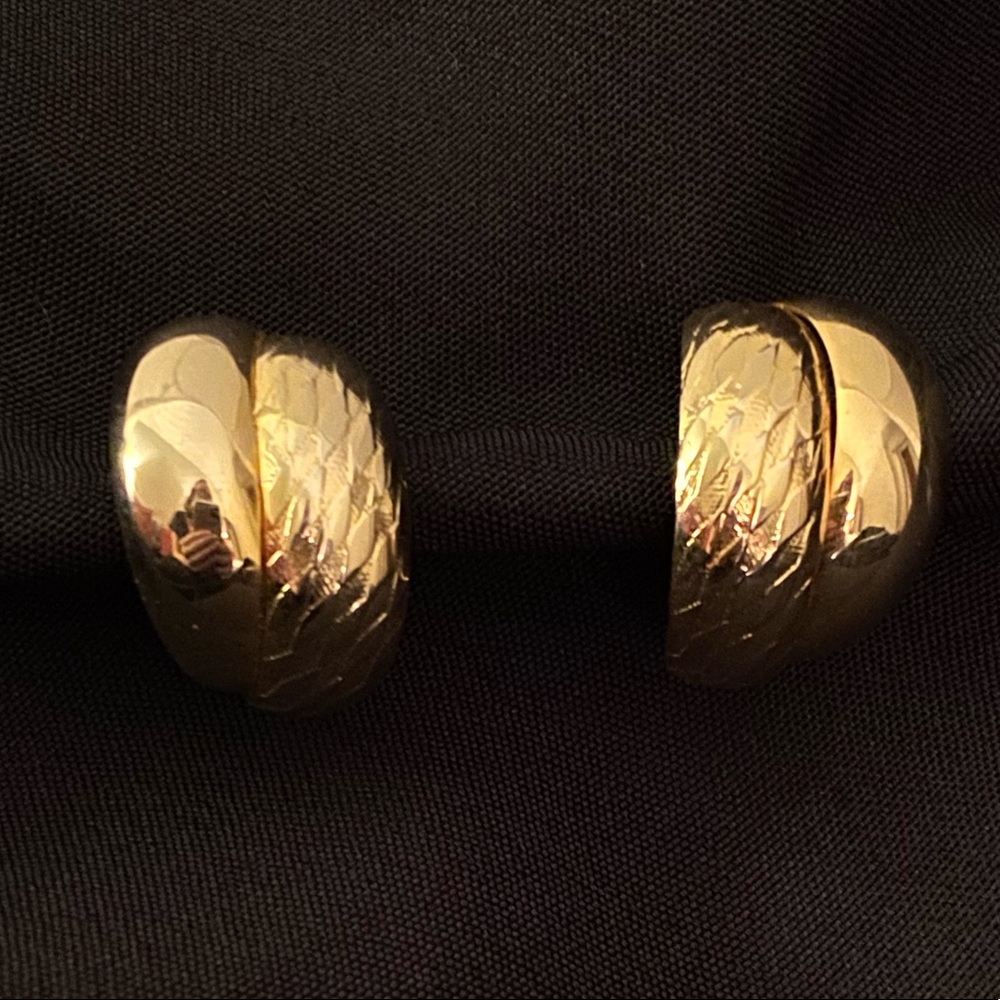Vintage Gold Tone Double Hoop Clip On Earrings 90s Jewelry